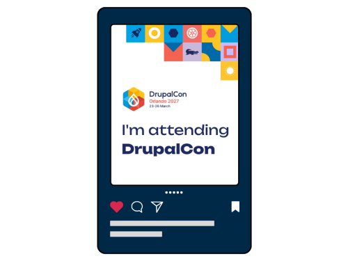 DrupalCon Badge in mock instagram post 1