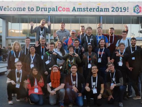 Group of volunteers at DrupalCon Amsterdam 2019
